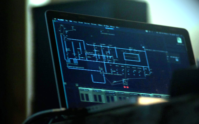 Max/MSP on computer while creating sound installation
